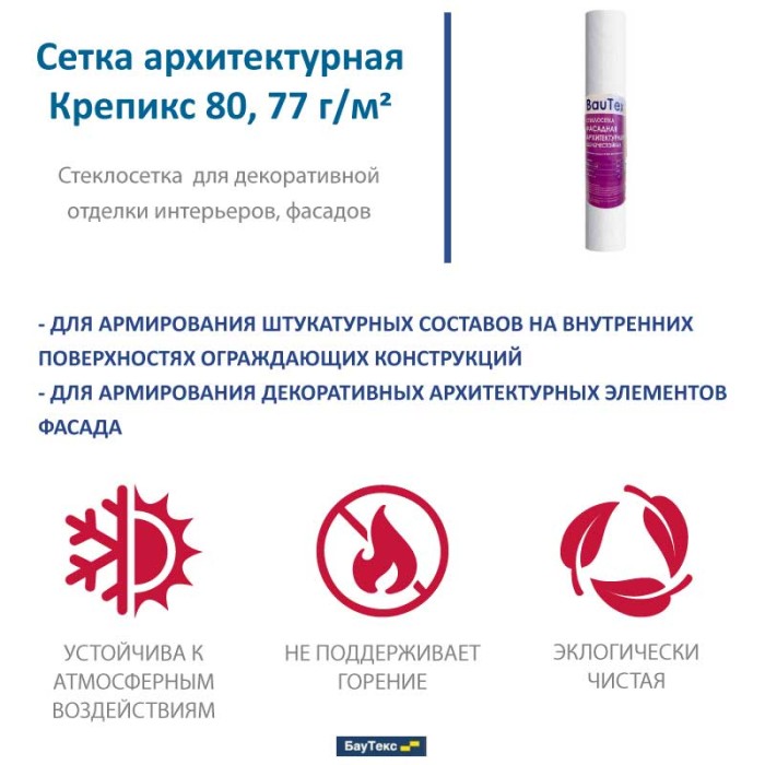 Стеклосетка архитектурная Крепикс 80, 50 м²