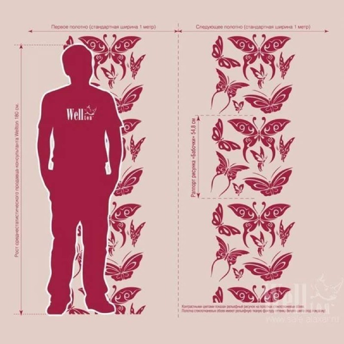 Стеклообои Бабочки WD830 Wellton Decor