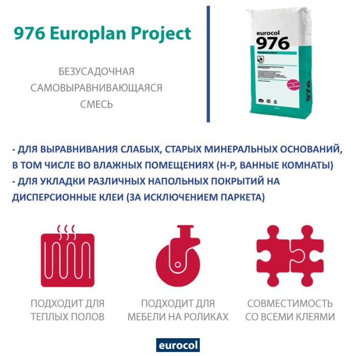 Наливной пол Forbo Eurocol 976 Europlan Project, 25 кг
