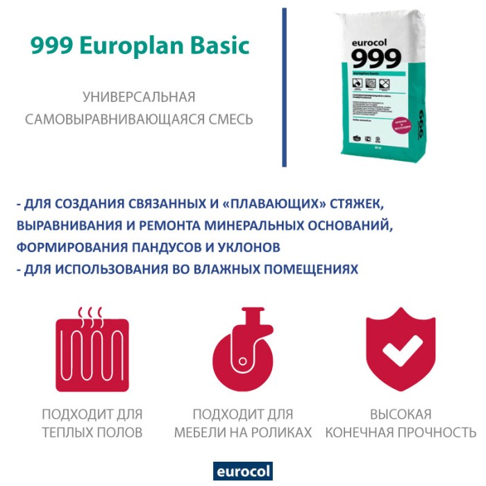 Наливной пол Forbo Eurocol 999 Europlan Basic, 25 кг